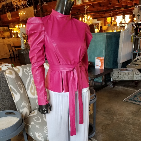 Jealous Tomato Pink Belted Top with Lining & Zippered Back - Picture 8 of 16